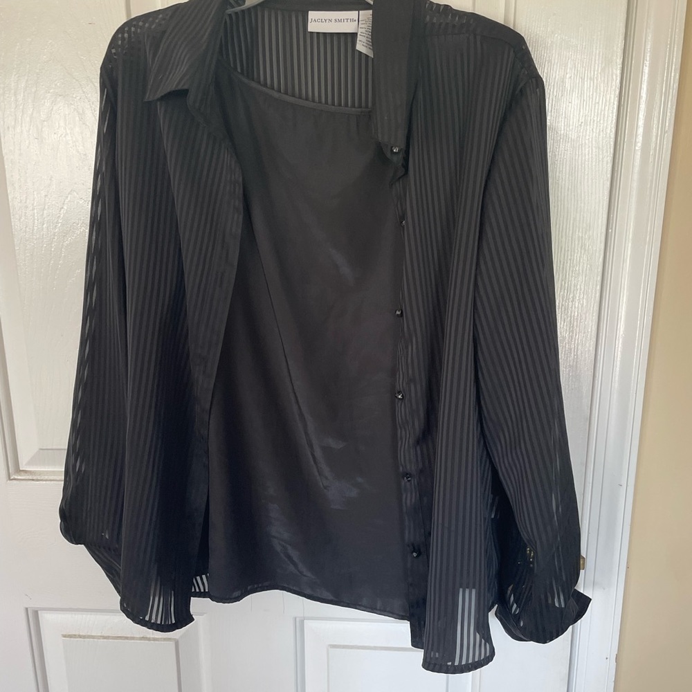 Jaclyn Smith Top Size 16 Women's Blouse See through Button down